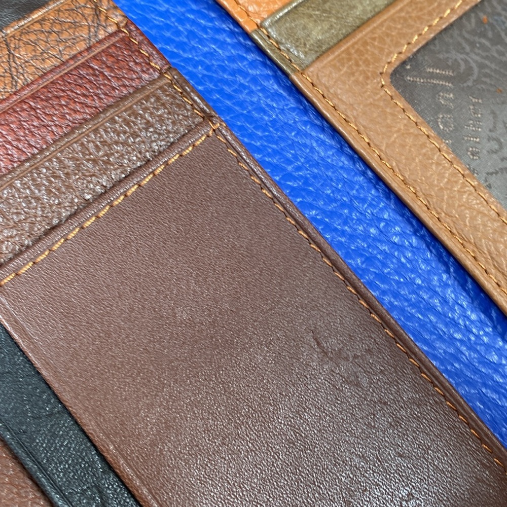 patchwork leather trifold wallet pen mark callout otherwise perfect condition - Picture 7 of 15